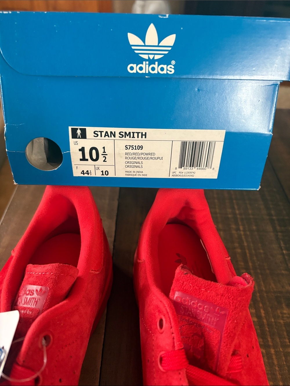Adidas Stan Smith Power Red Sneakers Size 10.5 - Picture 9 of 9